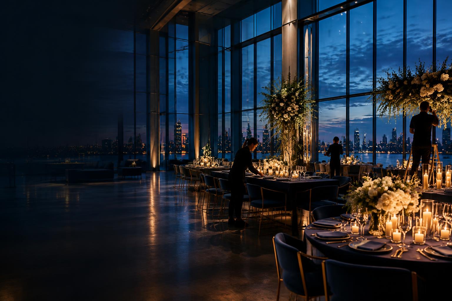 Event production team preparing a gala